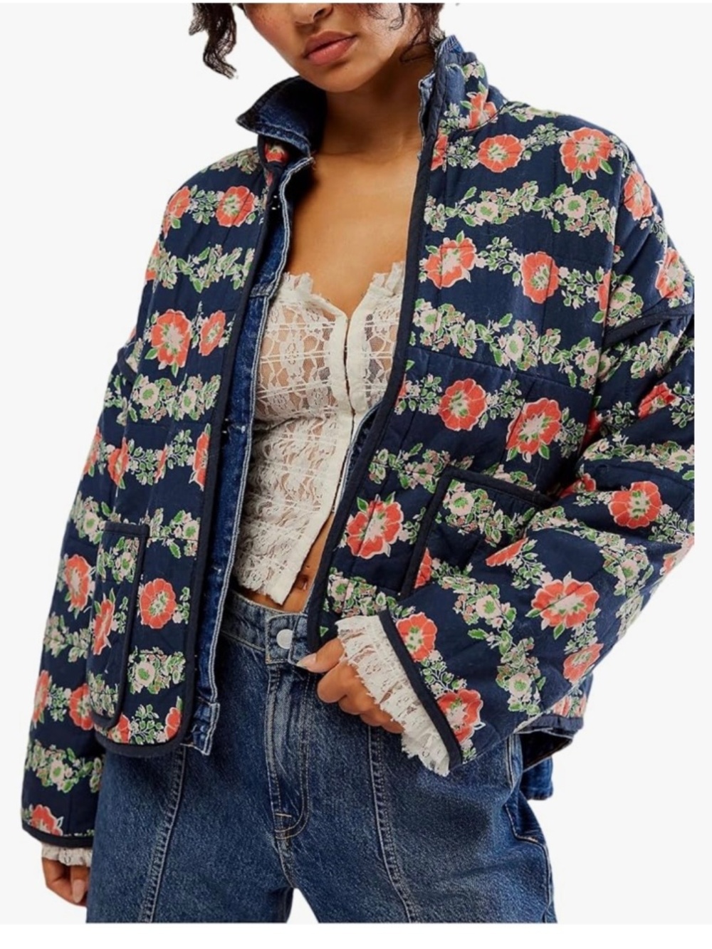 Quilted floral jacket - size small